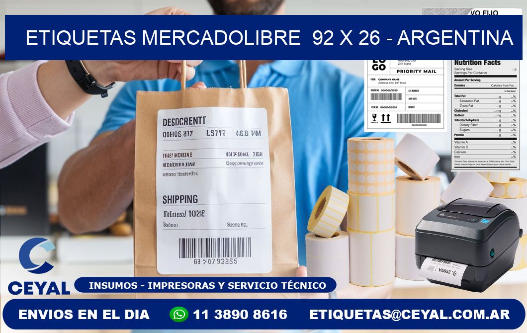 ETIQUETAS MERCADOLIBRE  92 x 26 - ARGENTINA