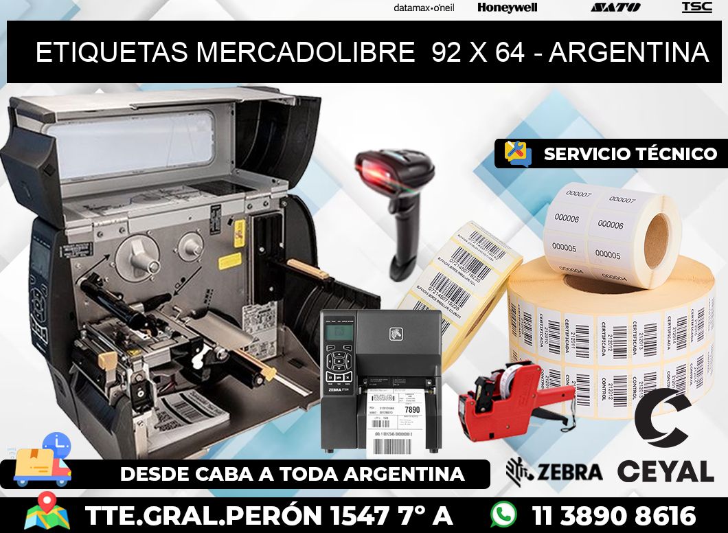 ETIQUETAS MERCADOLIBRE  92 x 64 - ARGENTINA