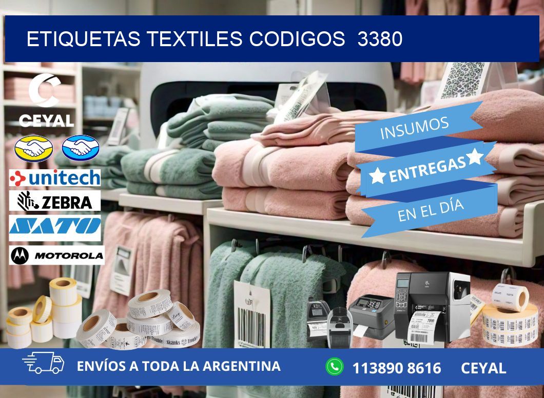 ETIQUETAS TEXTILES CODIGOS  3380