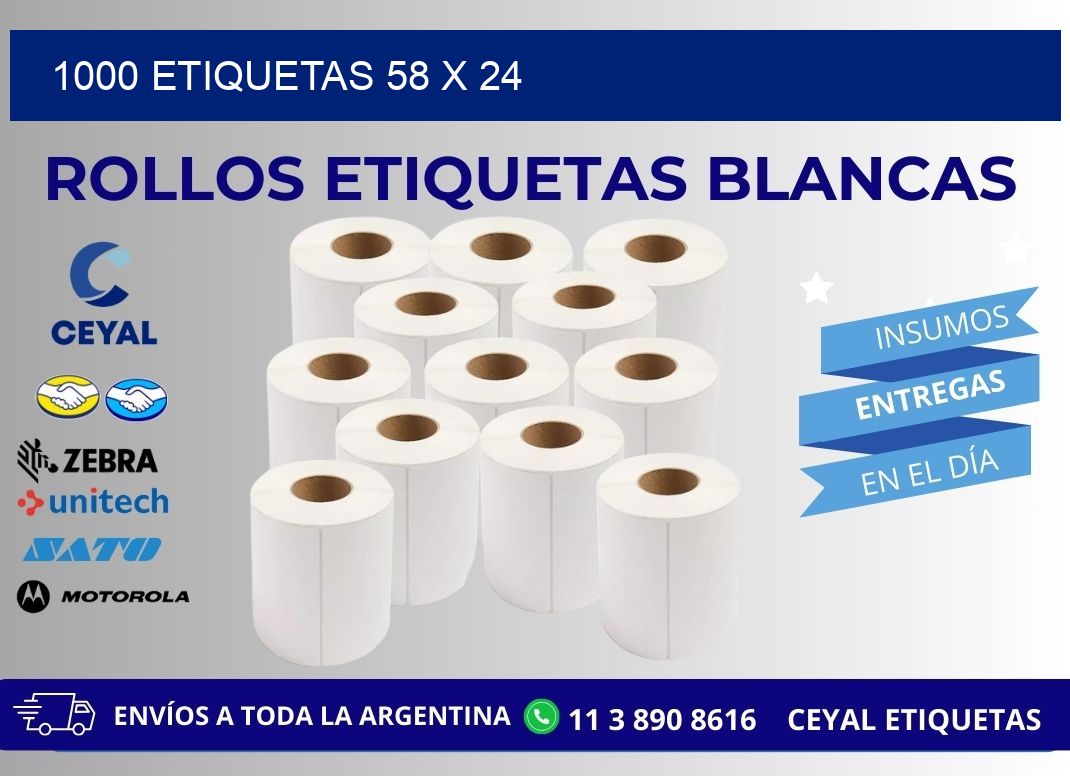 1000 ETIQUETAS 58 x 24