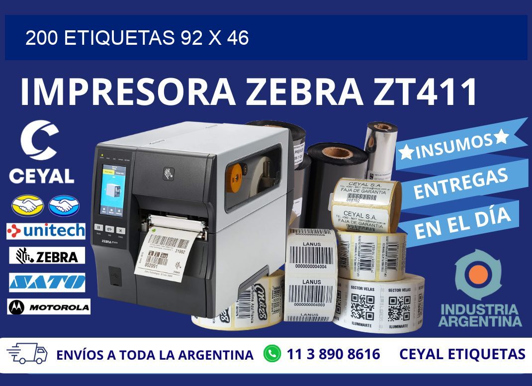 200 ETIQUETAS 92 x 46