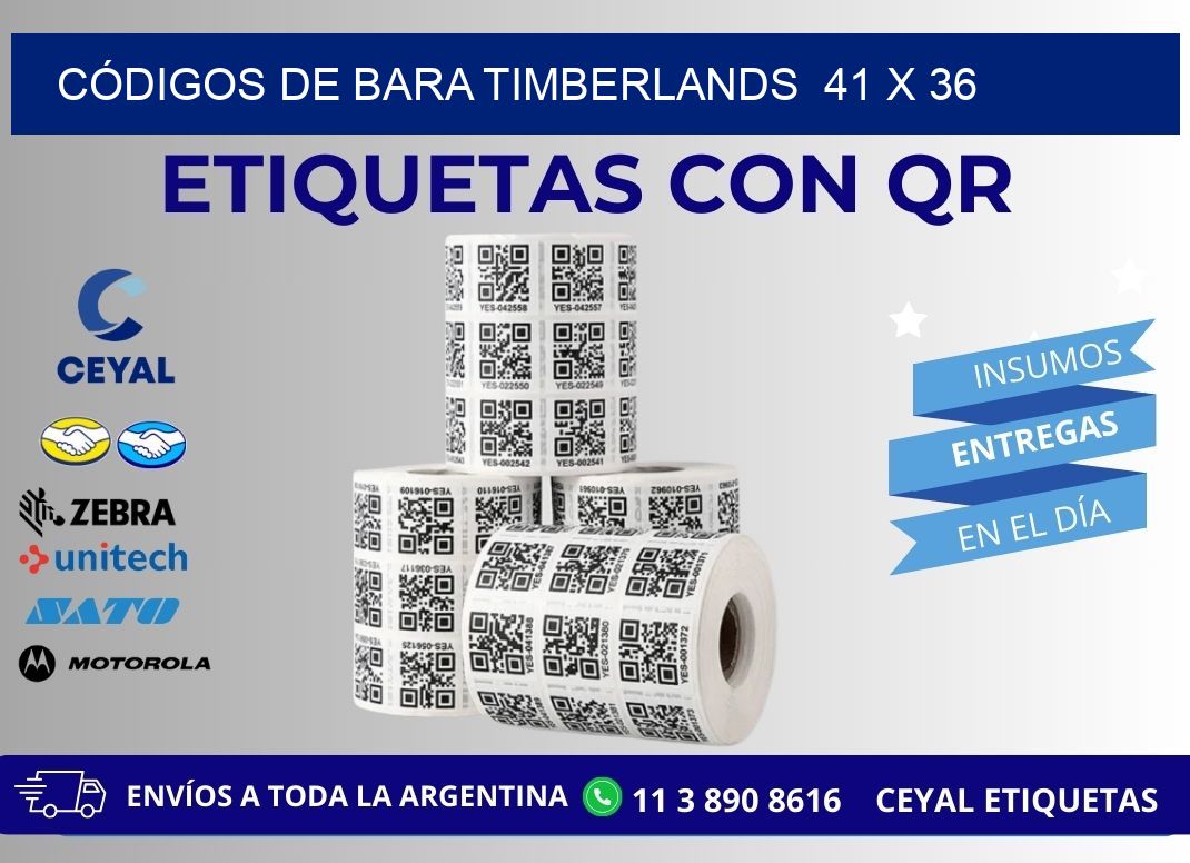 CÓDIGOS DE BARA TIMBERLANDS  41 x 36