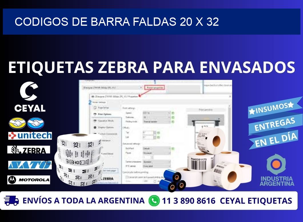 CODIGOS DE BARRA FALDAS 20 x 32