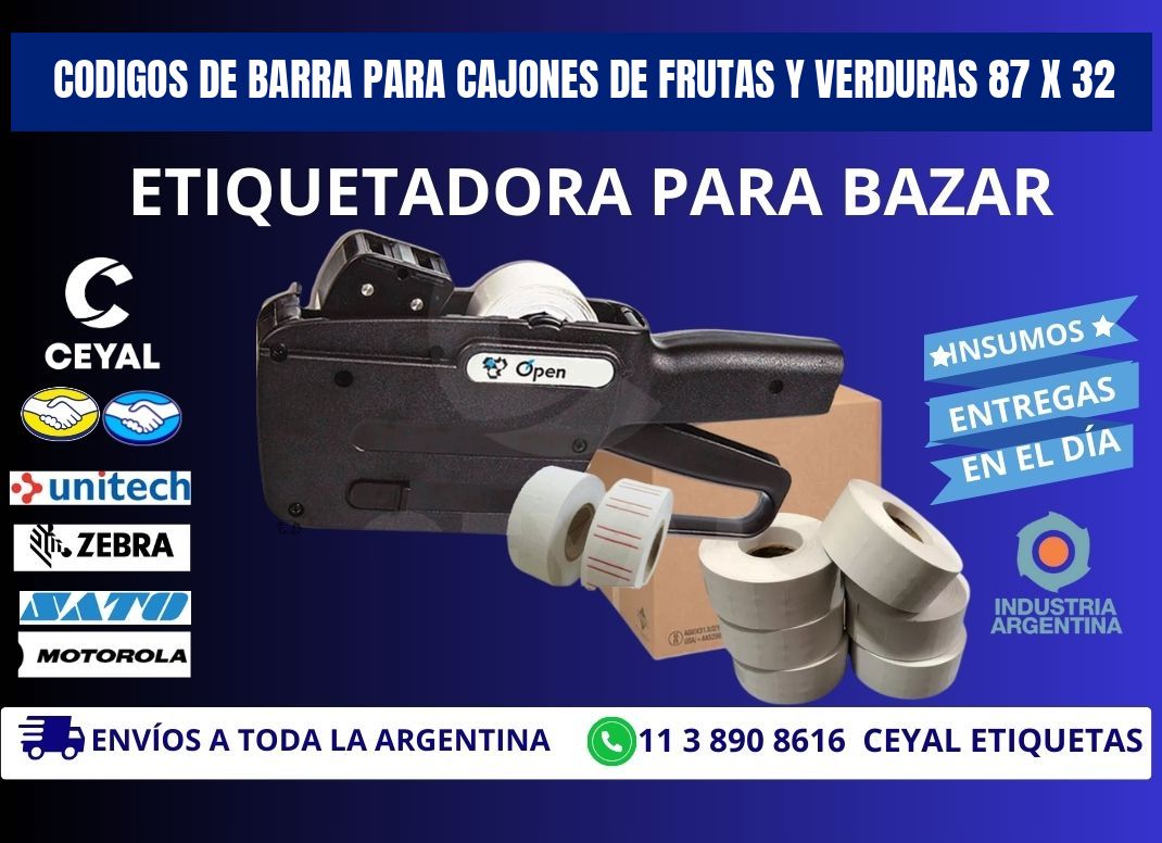 CODIGOS DE BARRA PARA CAJONES DE FRUTAS Y VERDURAS 87 x 32