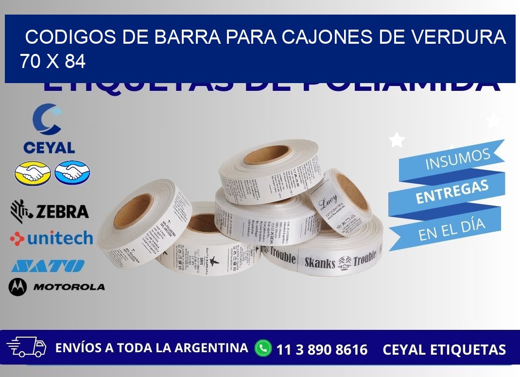 CODIGOS DE BARRA PARA CAJONES DE VERDURA 70 x 84