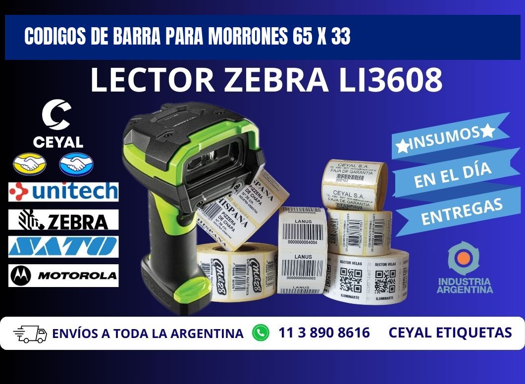 CODIGOS DE BARRA PARA MORRONES 65 x 33