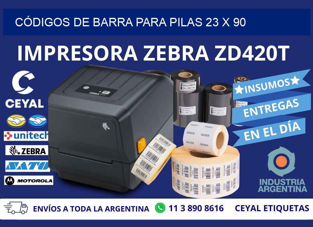CÓDIGOS DE BARRA PARA PILAS 23 x 90