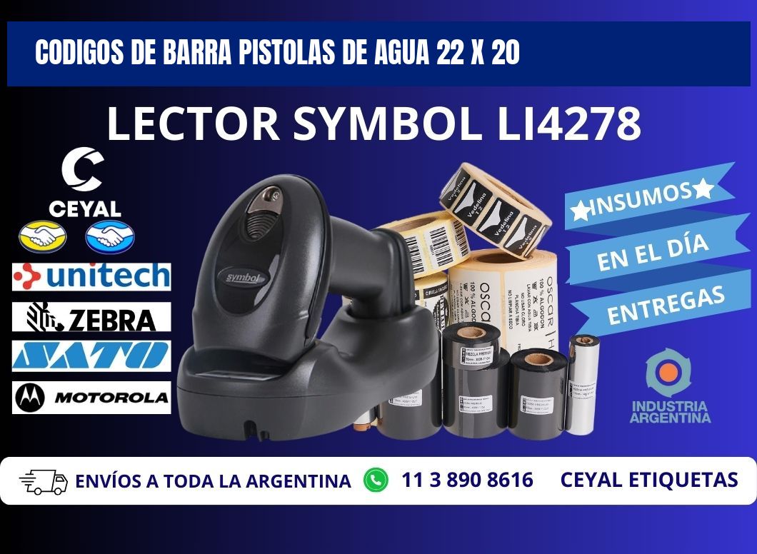 CODIGOS DE BARRA PISTOLAS DE AGUA 22 x 20