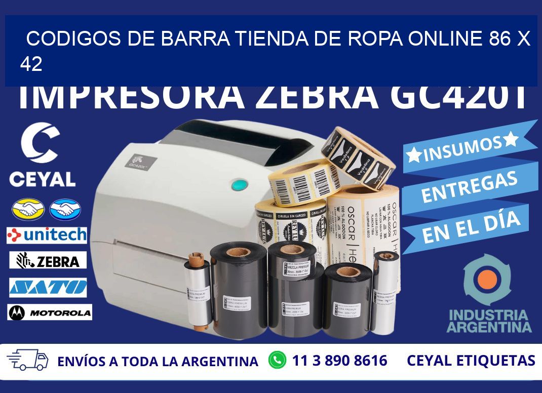 CODIGOS DE BARRA TIENDA DE ROPA ONLINE 86 x 42