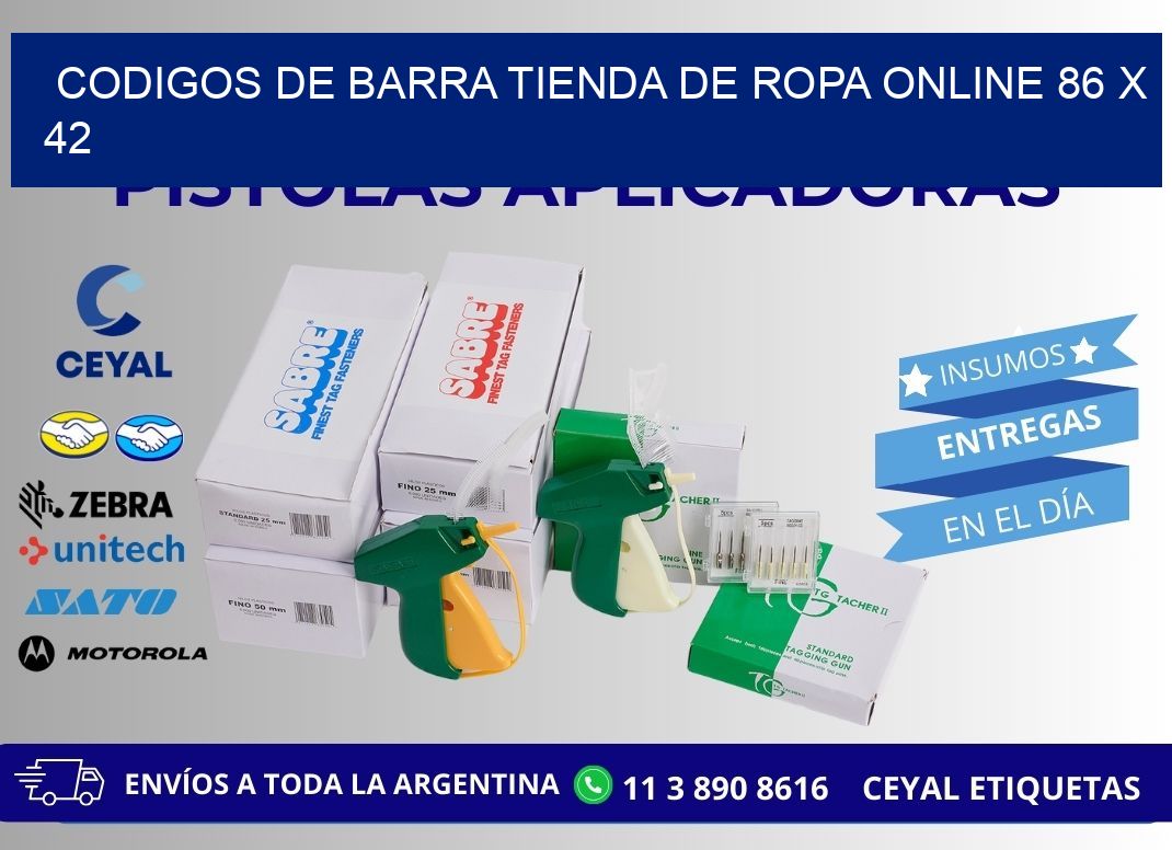 CODIGOS DE BARRA TIENDA DE ROPA ONLINE 86 x 42