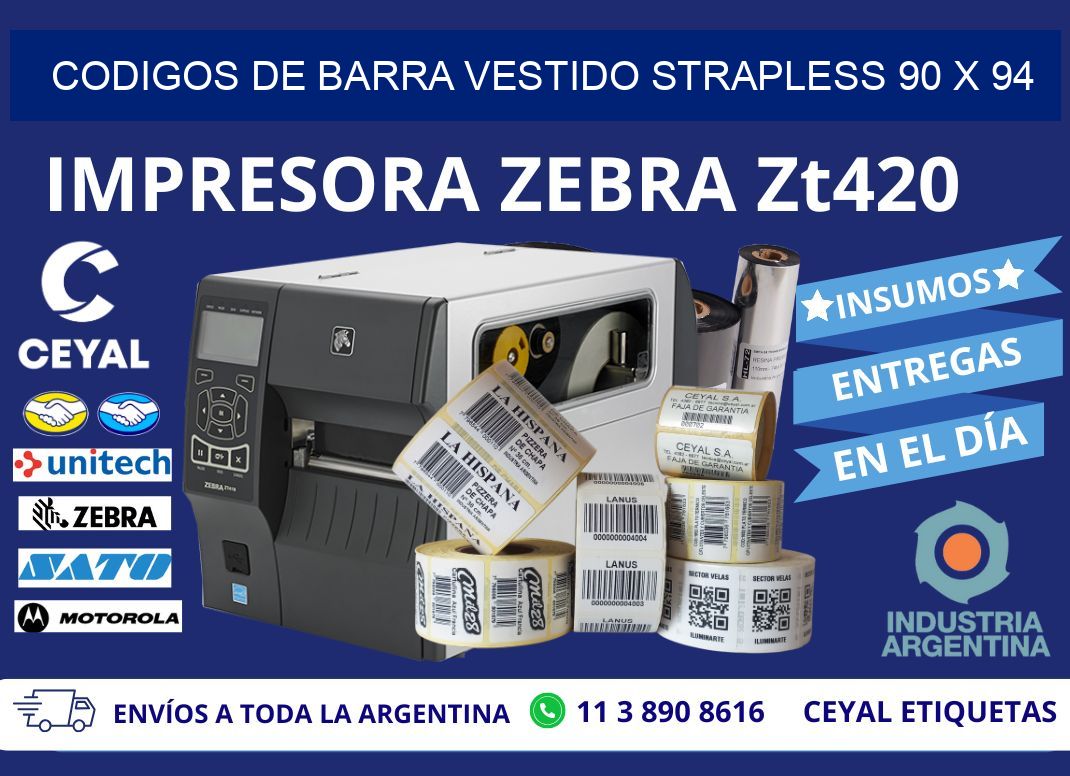 CODIGOS DE BARRA VESTIDO STRAPLESS 90 x 94