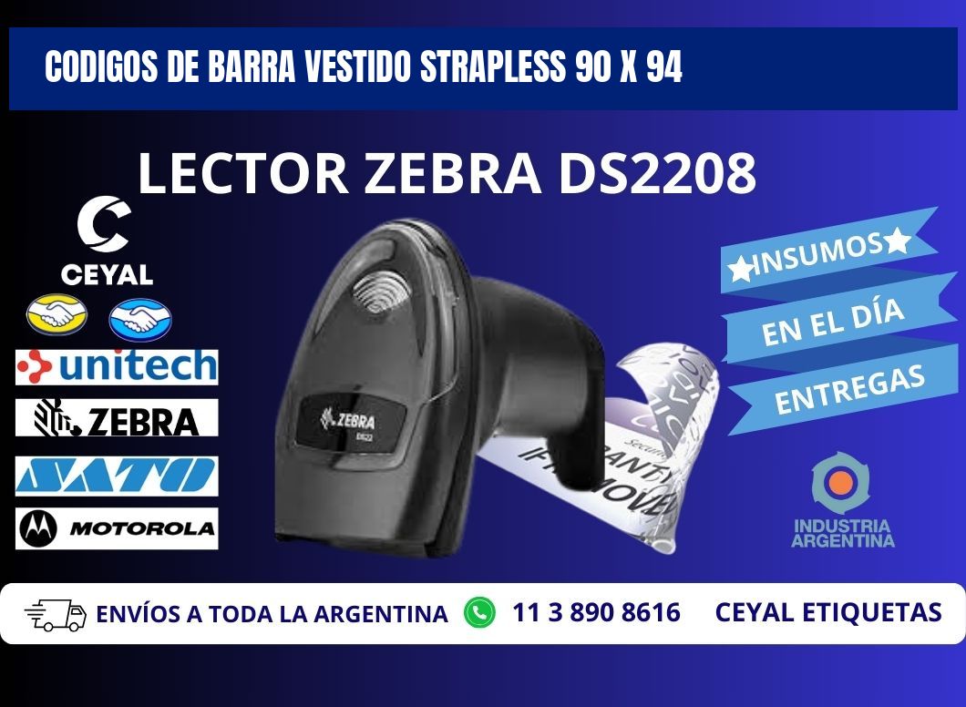 CODIGOS DE BARRA VESTIDO STRAPLESS 90 x 94
