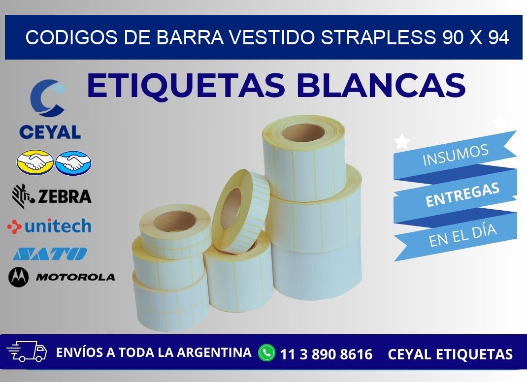 CODIGOS DE BARRA VESTIDO STRAPLESS 90 x 94