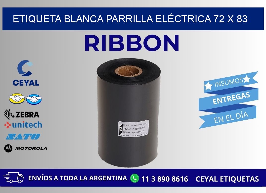 ETIQUETA BLANCA PARRILLA ELÉCTRICA 72 x 83