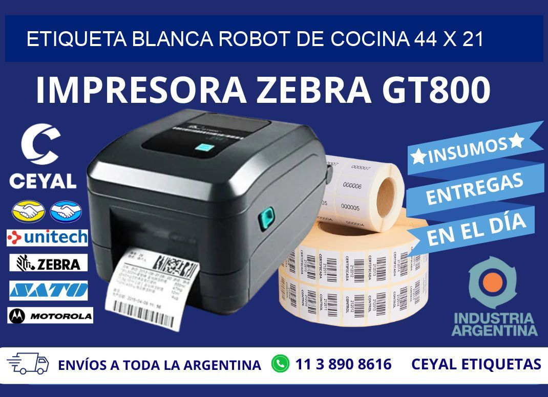 ETIQUETA BLANCA ROBOT DE COCINA 44 x 21