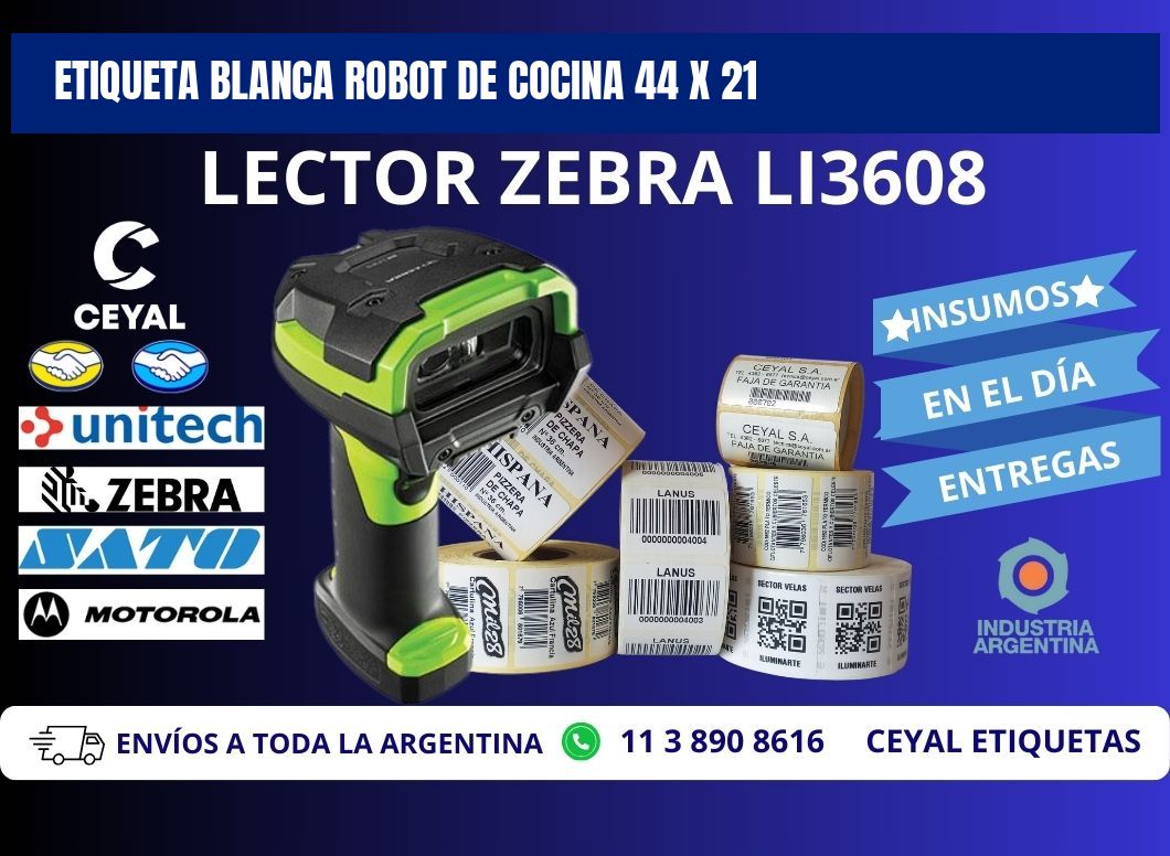 ETIQUETA BLANCA ROBOT DE COCINA 44 x 21