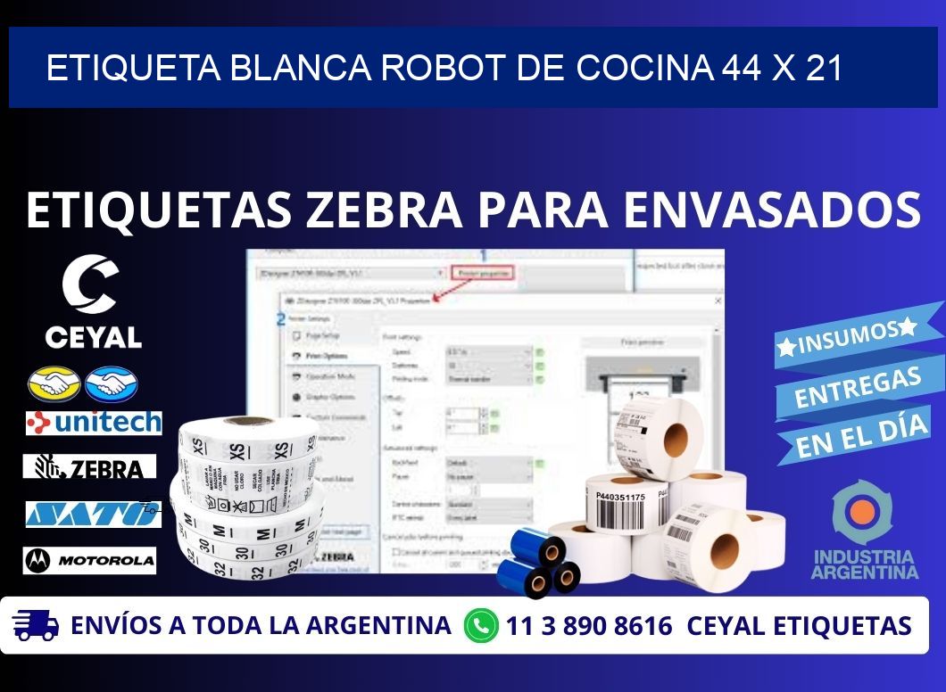 ETIQUETA BLANCA ROBOT DE COCINA 44 x 21