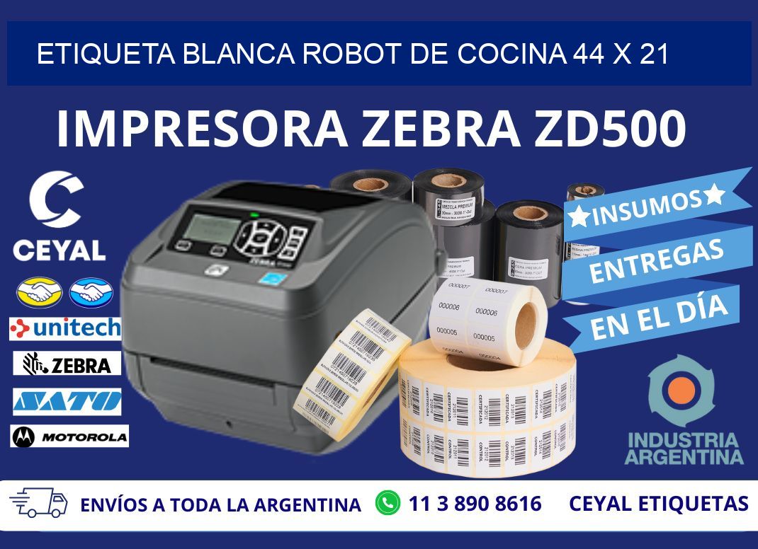 ETIQUETA BLANCA ROBOT DE COCINA 44 x 21