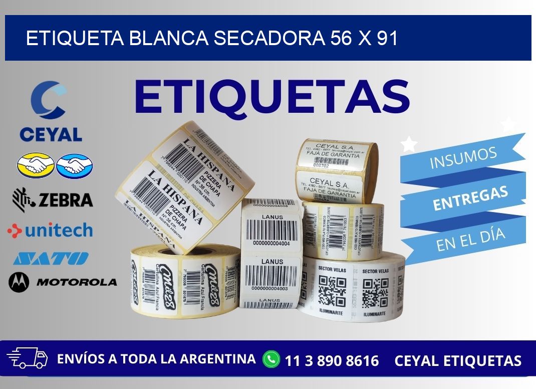 ETIQUETA BLANCA SECADORA 56 x 91