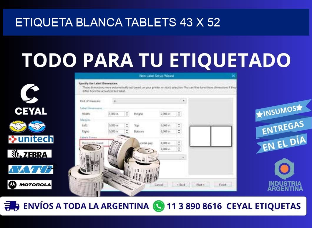 ETIQUETA BLANCA TABLETS 43 x 52