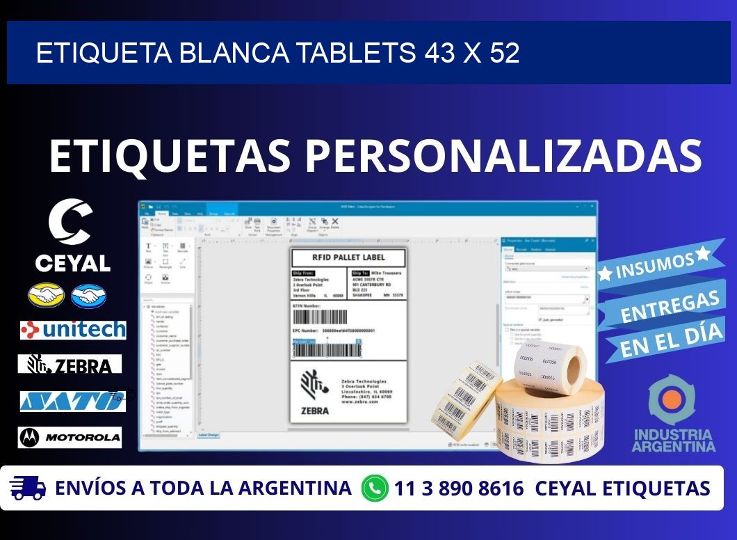 ETIQUETA BLANCA TABLETS 43 x 52