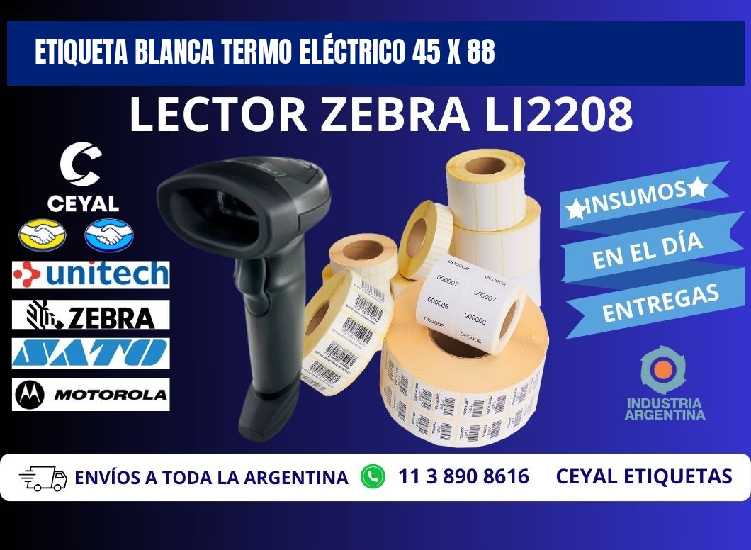 ETIQUETA BLANCA TERMO ELÉCTRICO 45 x 88