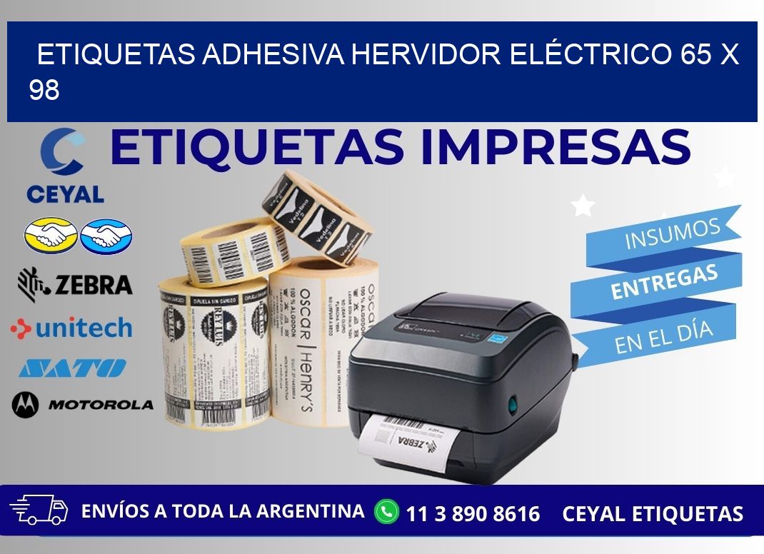 ETIQUETAS ADHESIVA HERVIDOR ELÉCTRICO 65 x 98