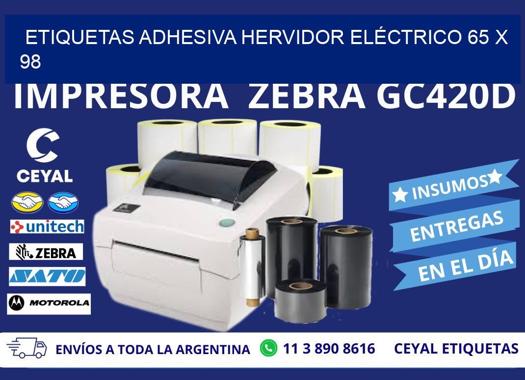 ETIQUETAS ADHESIVA HERVIDOR ELÉCTRICO 65 x 98