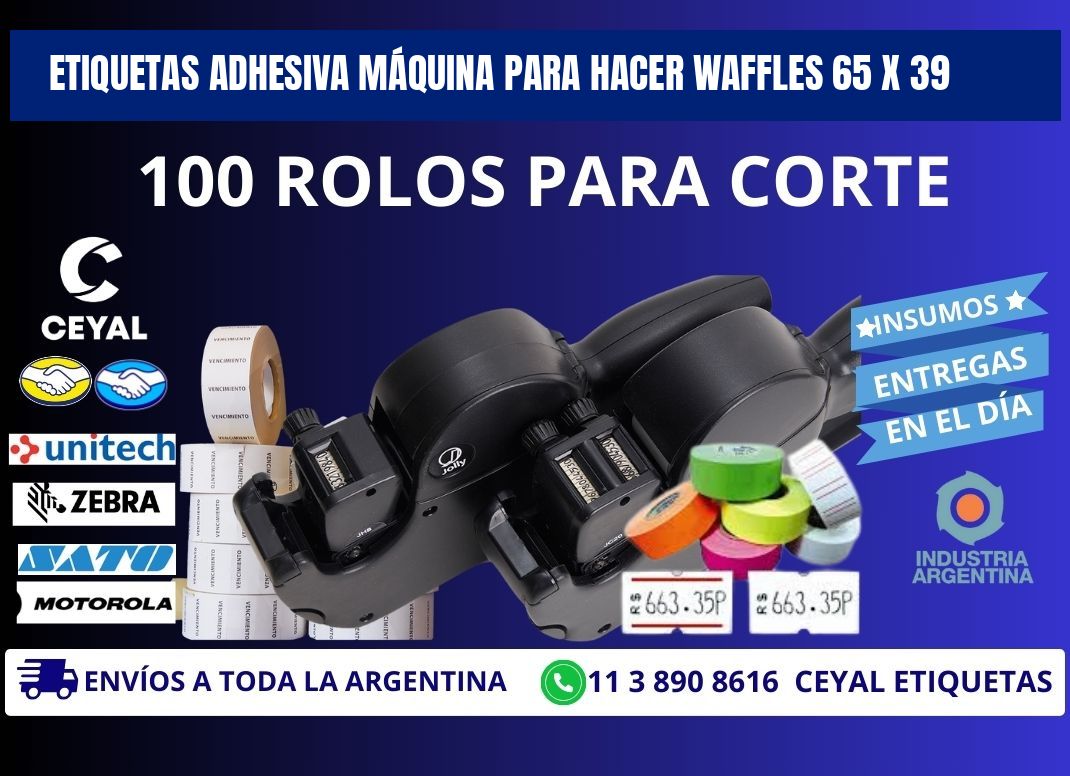 ETIQUETAS ADHESIVA MÁQUINA PARA HACER WAFFLES 65 x 39