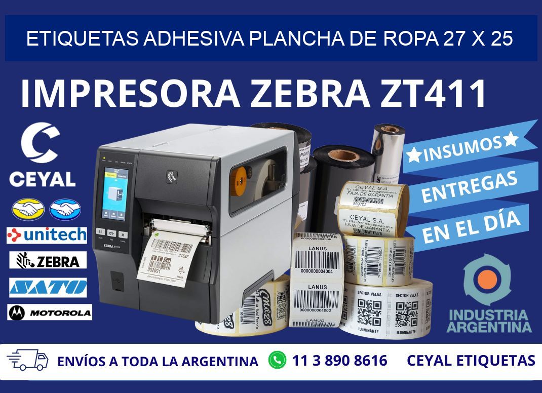 ETIQUETAS ADHESIVA PLANCHA DE ROPA 27 x 25