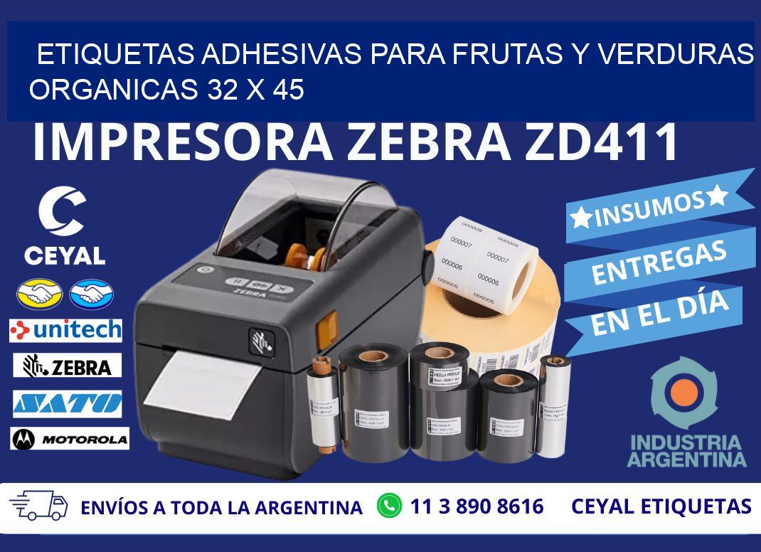 ETIQUETAS ADHESIVAS PARA FRUTAS Y VERDURAS ORGANICAS 32 x 45