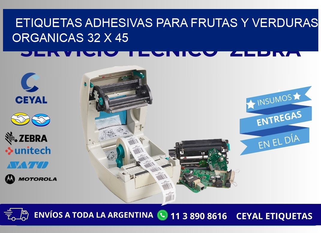 ETIQUETAS ADHESIVAS PARA FRUTAS Y VERDURAS ORGANICAS 32 x 45