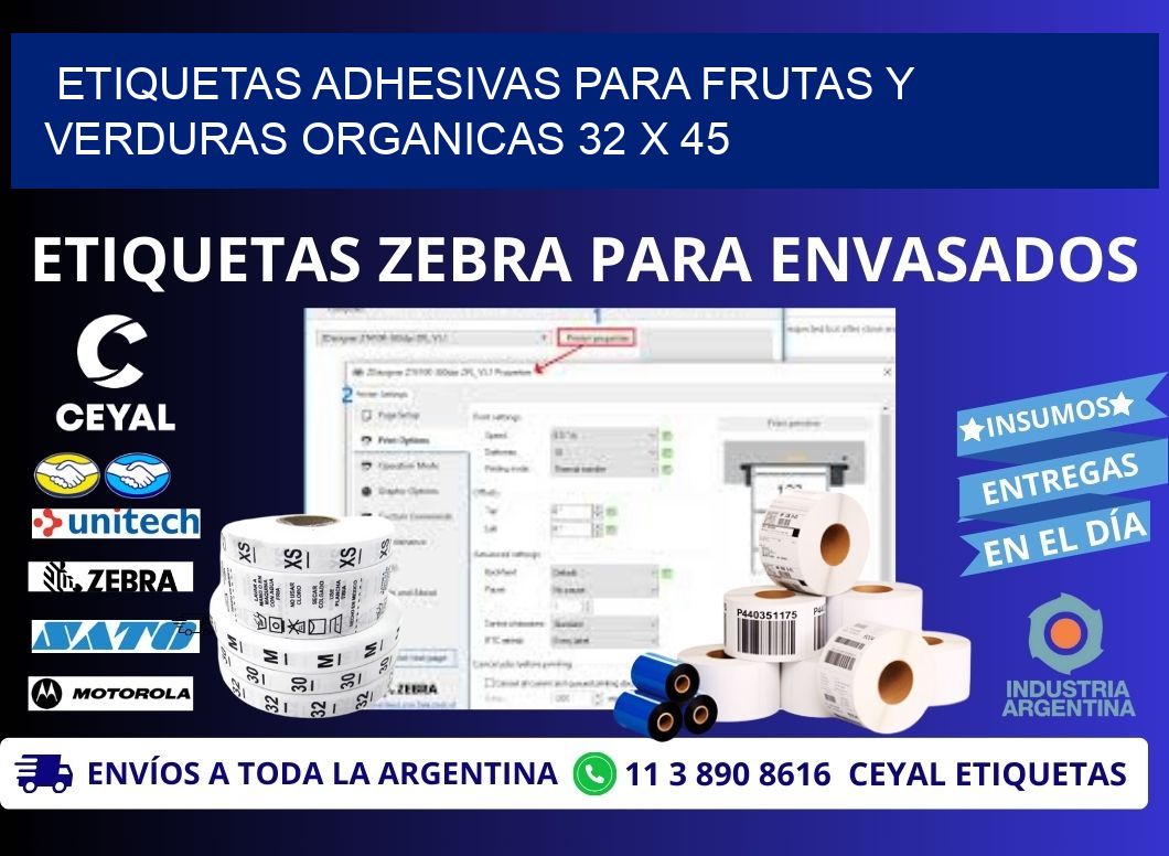 ETIQUETAS ADHESIVAS PARA FRUTAS Y VERDURAS ORGANICAS 32 x 45