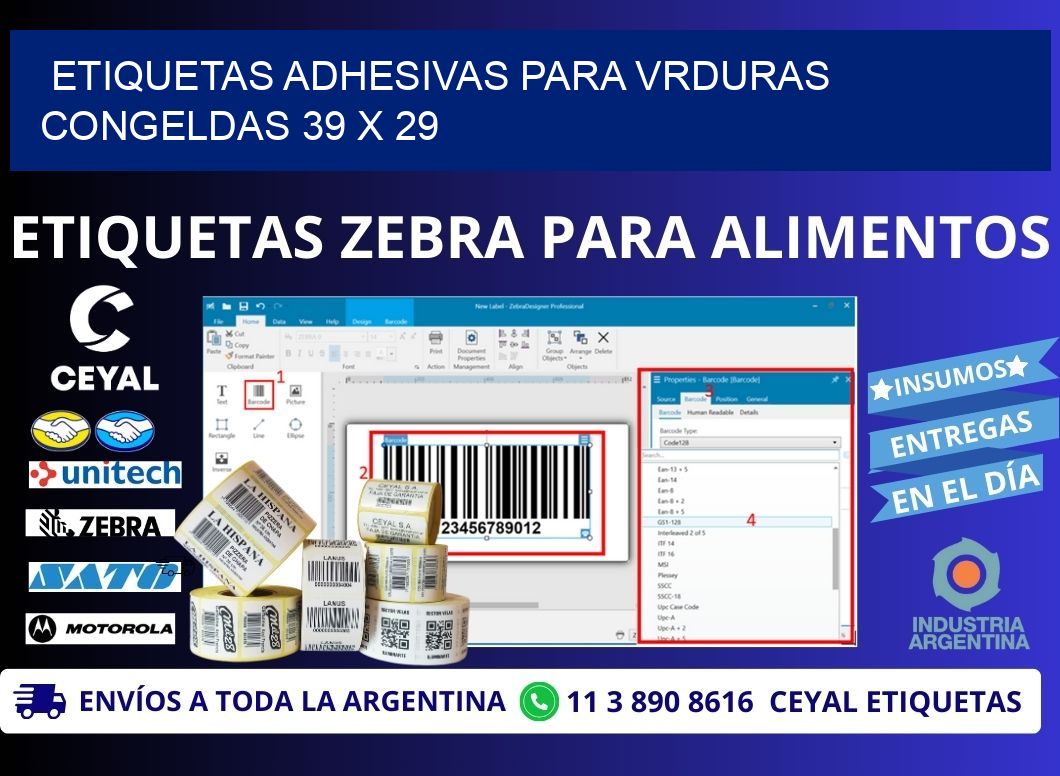 ETIQUETAS ADHESIVAS PARA VRDURAS CONGELDAS 39 x 29