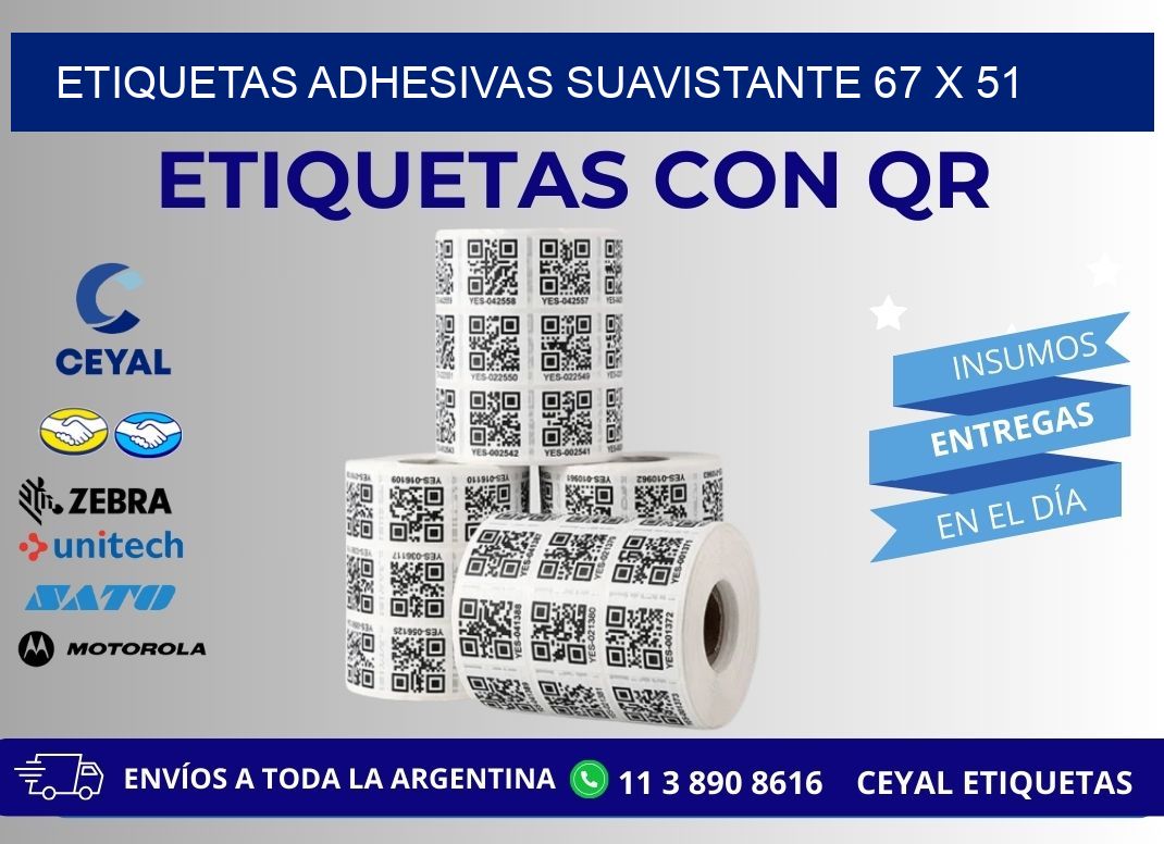 ETIQUETAS ADHESIVAS SUAVISTANTE 67 x 51