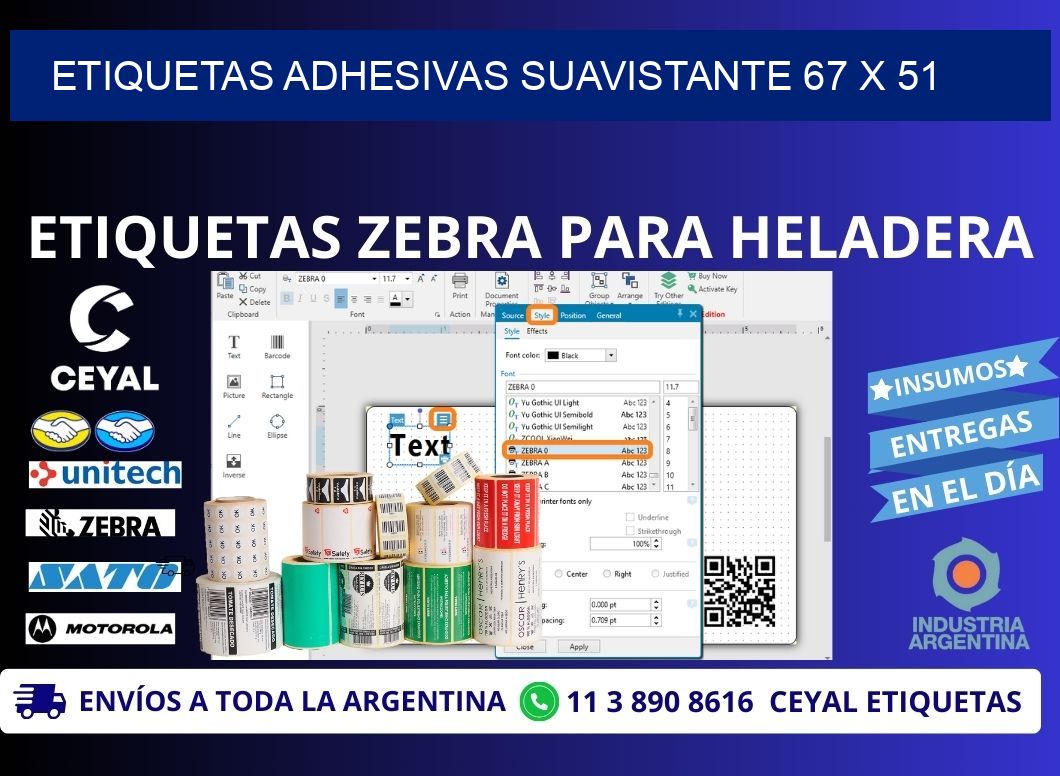 ETIQUETAS ADHESIVAS SUAVISTANTE 67 x 51