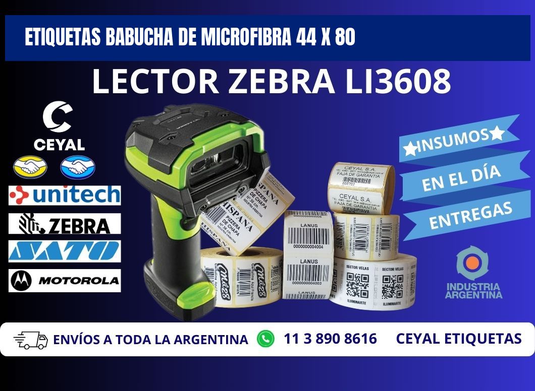 ETIQUETAS BABUCHA DE MICROFIBRA 44 x 80