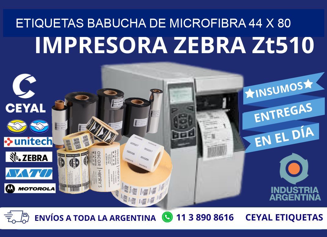 ETIQUETAS BABUCHA DE MICROFIBRA 44 x 80