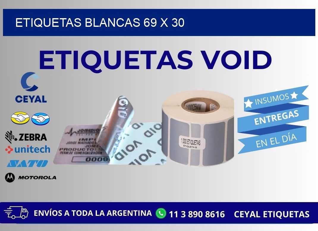 ETIQUETAS BLANCAS 69 x 30