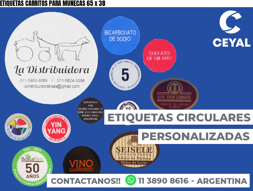 ETIQUETAS CARRITOS PARA MUÑECAS 65 x 38