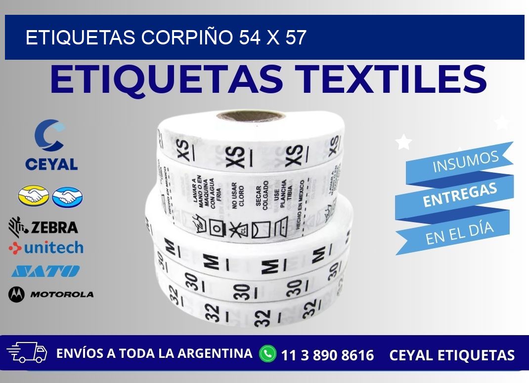 ETIQUETAS CORPIÑO 54 x 57