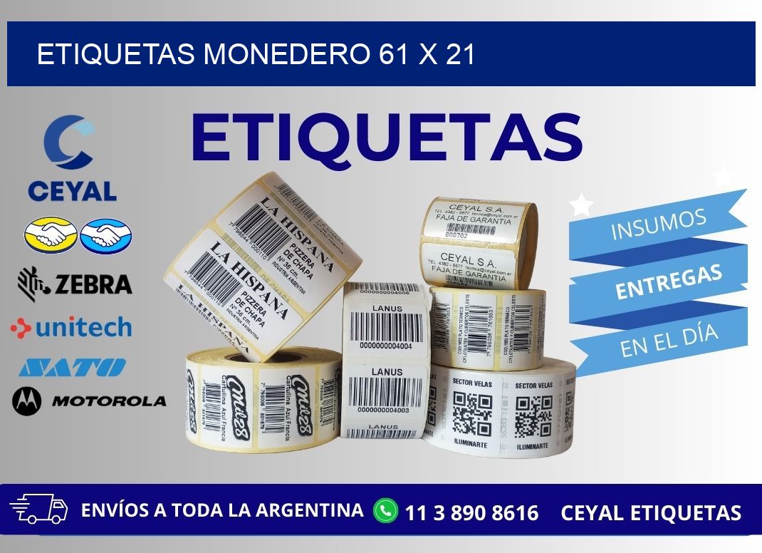 ETIQUETAS MONEDERO 61 x 21