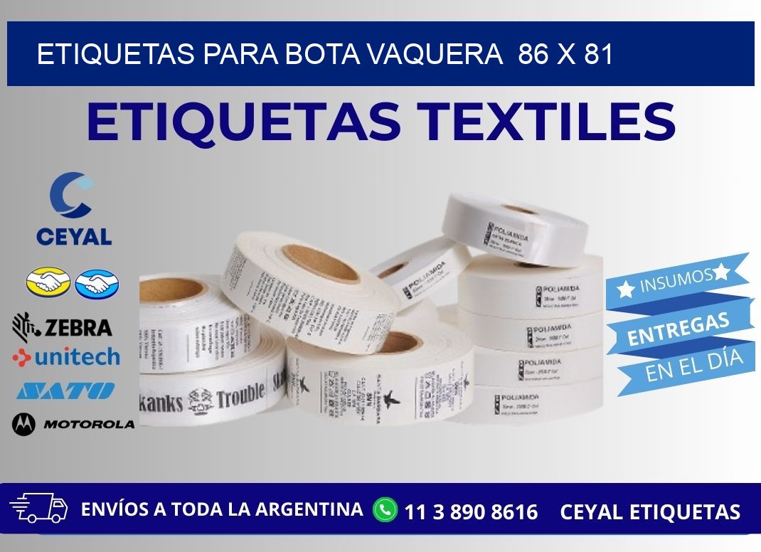 ETIQUETAS PARA BOTA VAQUERA  86 x 81