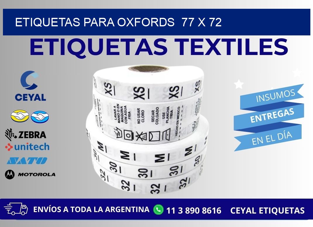 ETIQUETAS PARA OXFORDS  77 x 72