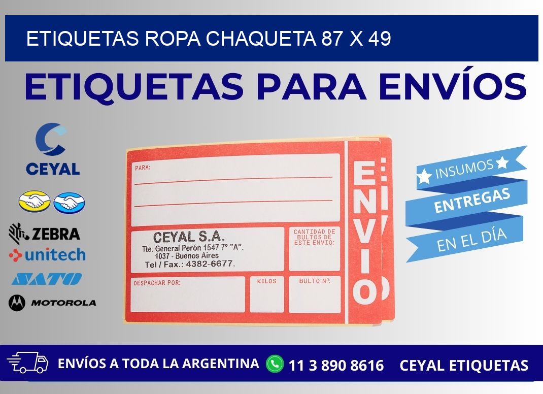 ETIQUETAS ROPA CHAQUETA 87 x 49