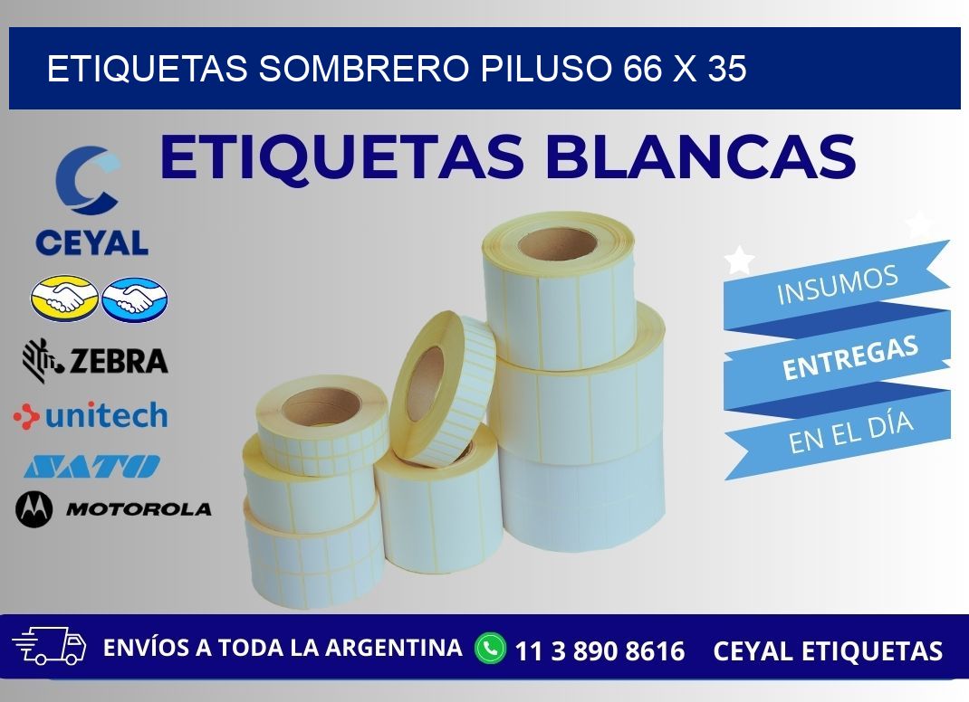 ETIQUETAS SOMBRERO PILUSO 66 x 35