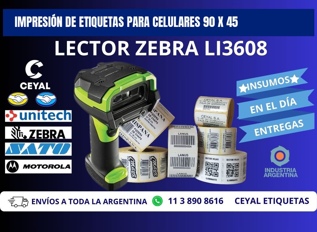 IMPRESIÓN DE ETIQUETAS PARA CELULARES 90 x 45