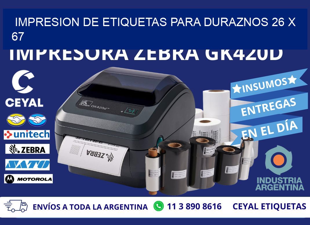 IMPRESION DE ETIQUETAS PARA DURAZNOS 26 x 67