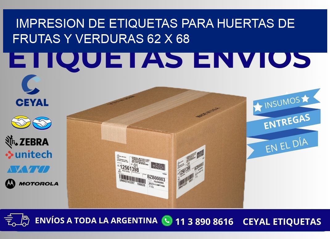 IMPRESION DE ETIQUETAS PARA HUERTAS DE FRUTAS Y VERDURAS 62 x 68