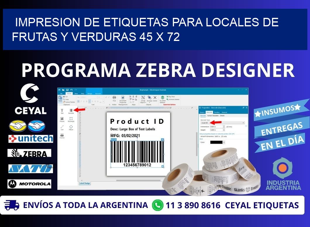 IMPRESION DE ETIQUETAS PARA LOCALES DE FRUTAS Y VERDURAS 45 x 72